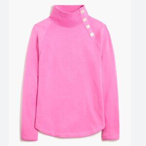JCrew Pink Women's Button Collar Sweatshirt Pullover Size Large